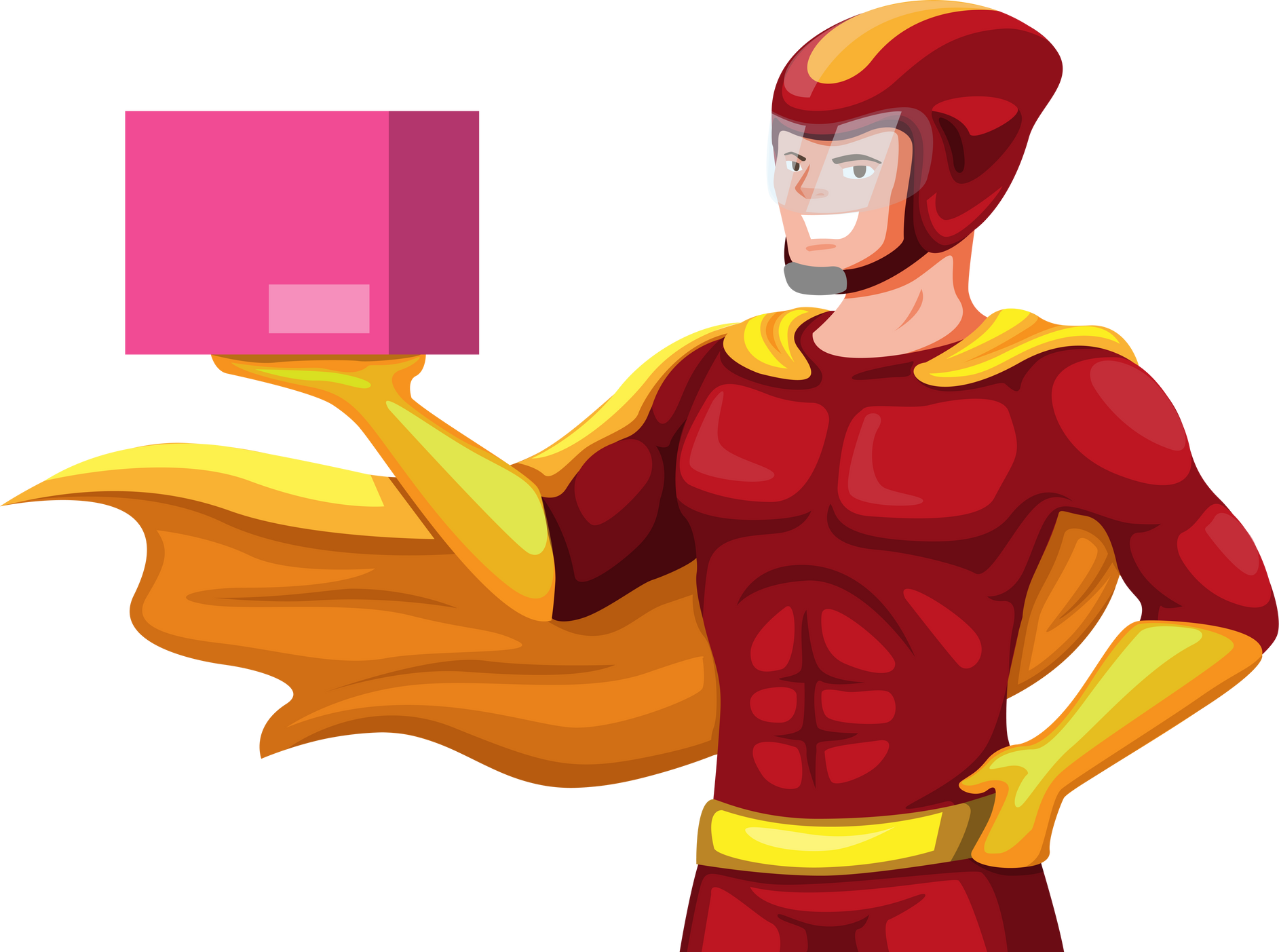 Superhero courier delivery express mascot illustration